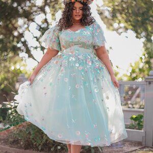 JessaKae Evangeline 4x 5X 6X Sage Green Tulle Sequin Dress Sweetheart Flutter